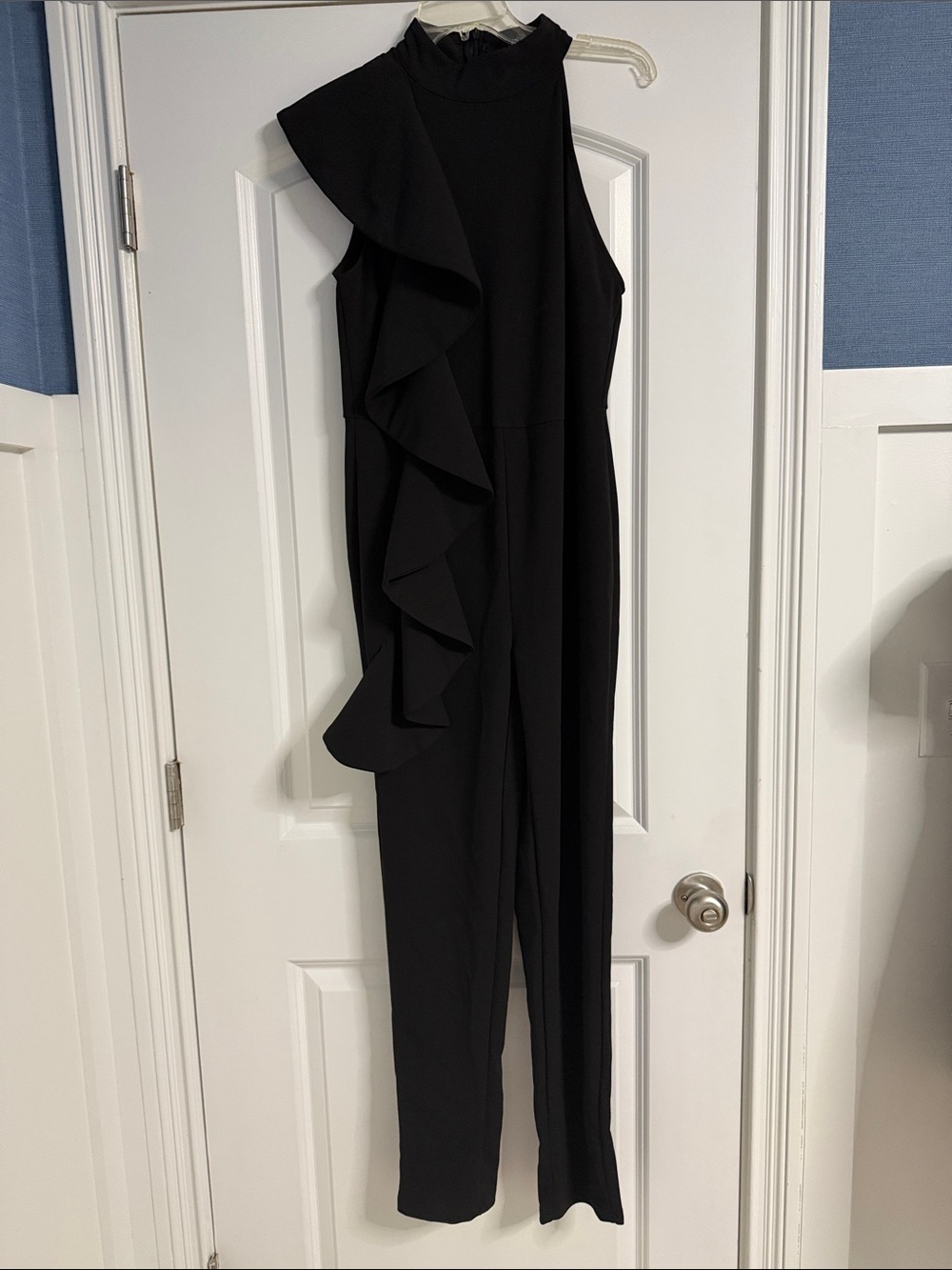 Fashion Nova Black One-Shoulder Ruffle Jumpsuit